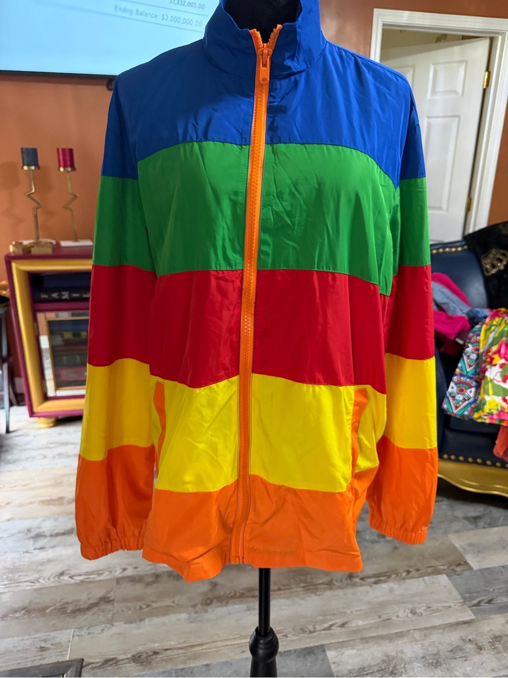 Forever 21 Men Colorblock Rainbow Windbreaker Jacket